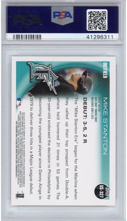 Graded 2010 Topps Update Mike Giancarlo Stanton #US327 Rookie RC Baseball Card PSA 10 Gem Mint