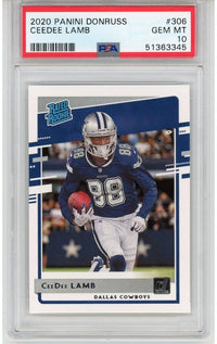 Graded 2020 Panini Donruss CeeDee Lamb #306 Rookie RC Football Card PSA 10 Gem Mint