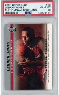Graded 2003-04 Upper Deck UD LeBron James #10 Phenomenal Beginning Rookie RC Basketball Card PSA 10 Gem Mint