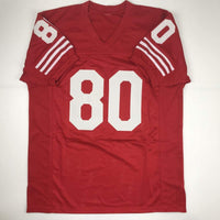 Autographed/Signed Jerry Rice San Francisco Red Football Jersey Beckett BAS COA