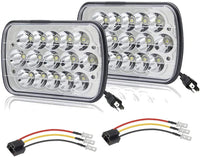 Black Pair 45w 7x6 5x7 6052 6054 H5054 H6054 Hilow Sealed Beam LED Headlights Replacement For Chevy Express Cargo Van 1500
