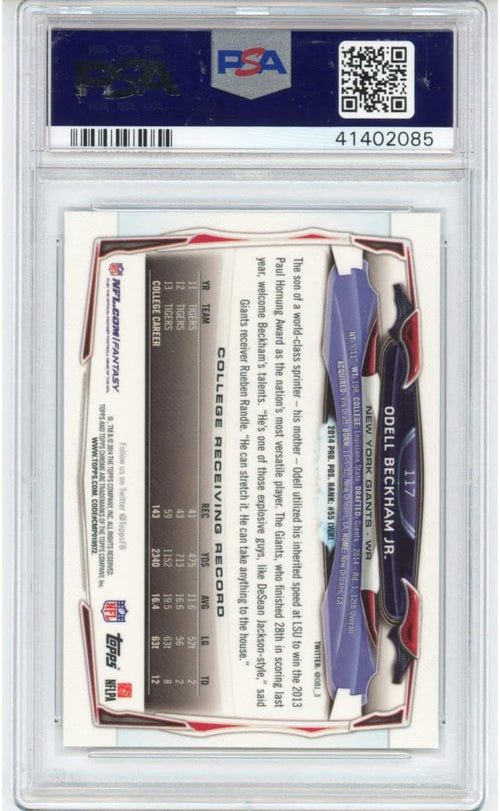 Graded 2014 Topps Chrome Odell Beckham Jr. #117 Facing Forward Rookie RC Football Card PSA 10 Gem Mint