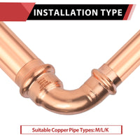 3/4" x 1/2" Press Copper 90° Elbow (Lead Free)