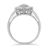 10K White Gold 1/2 Cttw Round & Baguette Cut Diamond Pear Shaped Domed PavÃ© Cluster with Halo Cocktail Ring (H-I Color, SI1-SI2 Clarity) - Size 5