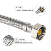 10 Pcs 18" 1/2" Push x 1/2" FIP Faucet Hose Connector,1/4-Turn, Straight