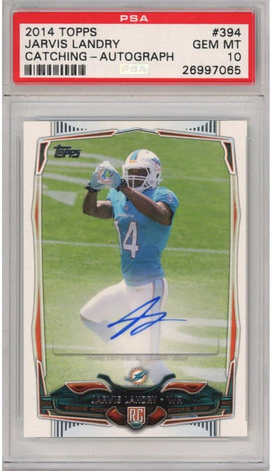 Graded 2014 Topps Jarvis Landry #394 Auto Autograph Catching Rookie RC Football Card PSA 10 Gem Mint