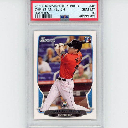 Graded 2013 Bowman Draft Picks & Prospects Christian Yelich #40 Rookie RC Baseball Card PSA 10 Gem Mint