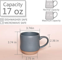 Bosmarlin Large Stoneware Speckled Coffee Mugs Set of 2, Big Tea Cup, 17 Oz, Dishwasher and Microwave Safe