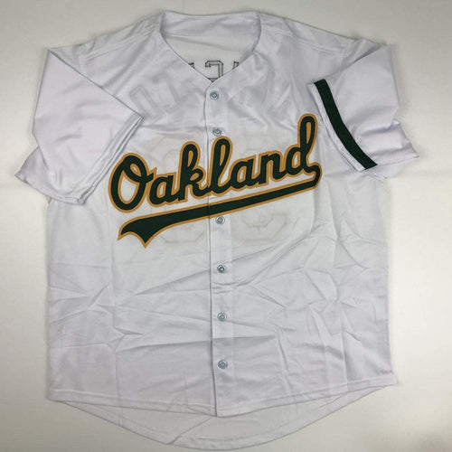 Autographed/Signed Jose Canseco Oakland White Baseball Jersey JSA COA