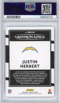 Graded 2020 Panini Donruss Justin Herbert #RGKJH Rookie Gridiron Kings RC Football Card PSA 10 Gem Mint
