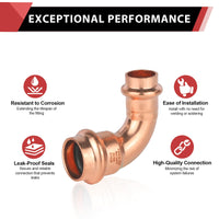 1" x 3/4" Press Copper 90° Elbow (Lead Free)