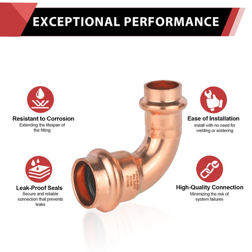 1" x 3/4" Press Copper 90° Elbow (Lead Free)