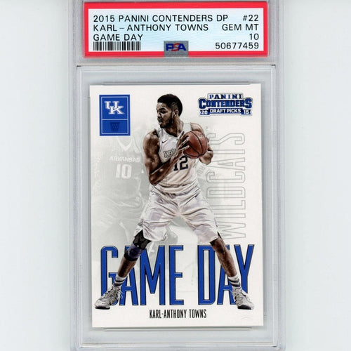 Graded 2015-16 Panini Contenders DP Draft Picks Karl-Anthony Towns #22 Game Day Rookie RC Basketball Card PSA 10 Gem Mint