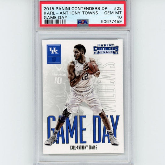 Graded 2015-16 Panini Contenders DP Draft Picks Karl-Anthony Towns #22 Game Day Rookie RC Basketball Card PSA 10 Gem Mint