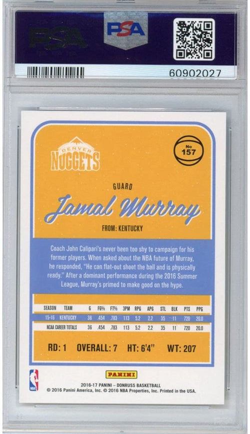 Graded 2016-17 Panini Donruss Jamal Murray #157 Rookie RC Basketball Card PSA 10 Gem Mint