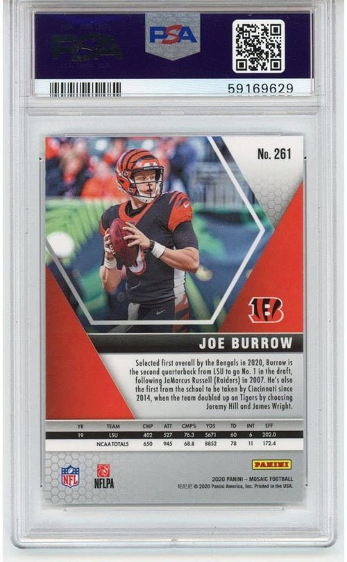 Graded 2020 Panini Mosaic Joe Burrow #261 Rookie RC Football Card PSA 10 Gem Mint