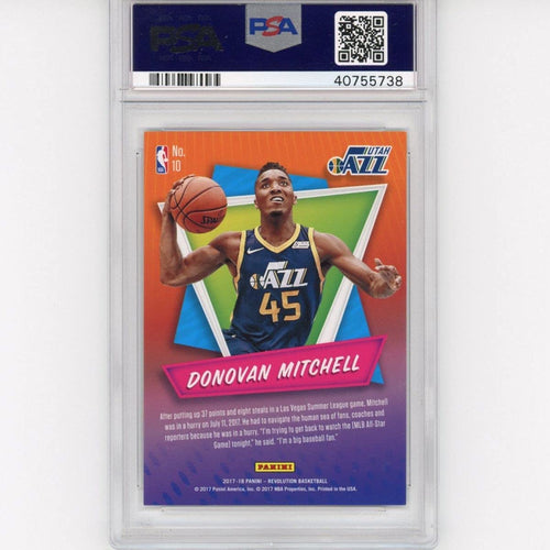 Graded 2017-18 Panini Revolution Donovan Mitchell #10 Rookie RC Basketball Card PSA 10 Gem Mint