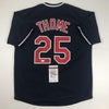Autographed/Signed Jim Thome Cleveland Blue Baseball Jersey JSA COA