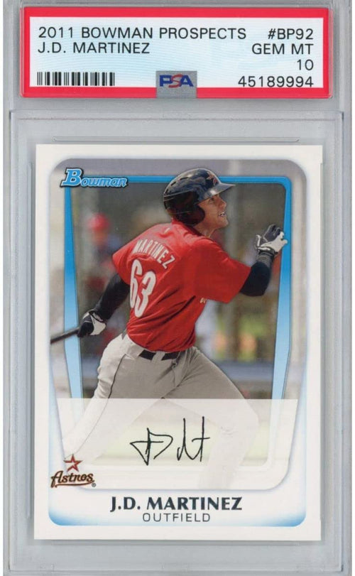 Graded 2011 Bowman Paper Products JD J.D. Martinez #BP92 Rookie RC Baseball Card PSA 10 Gem Mint