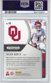 Graded 2020 Panini Prizm Draft Picks DP Jalen Hurts #129 Rookie RC Football Card PSA 10 Gem Mint