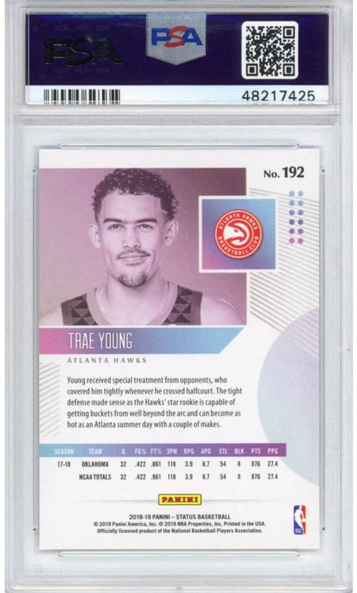 Graded 2018-19 Panini Status Trae Young #192 Rookie RC Basketball Card PSA 10 Gem Mint