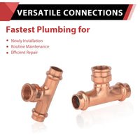 3/4" x 3/4" x 3/4" Copper Press x Press x Female Thread Tee (Lead Free)