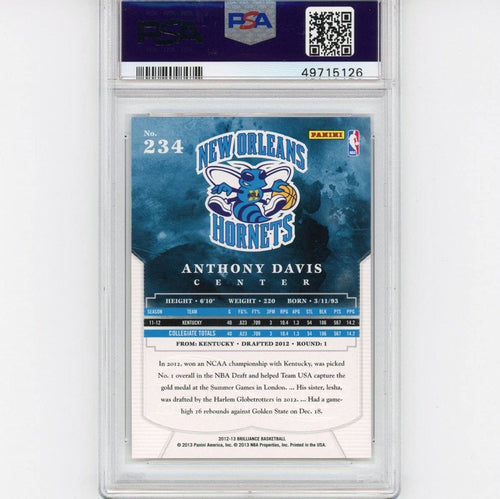 Graded 2012-13 Panini Brilliance Anthony Davis #234 Rookie RC Basketball Card PSA 10 Gem Mint