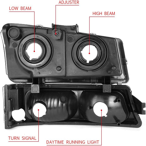 DNA Motoring, HL-OH-CS03-4P-SM-AM, Driver and Passenger Side Headlight Assembly.