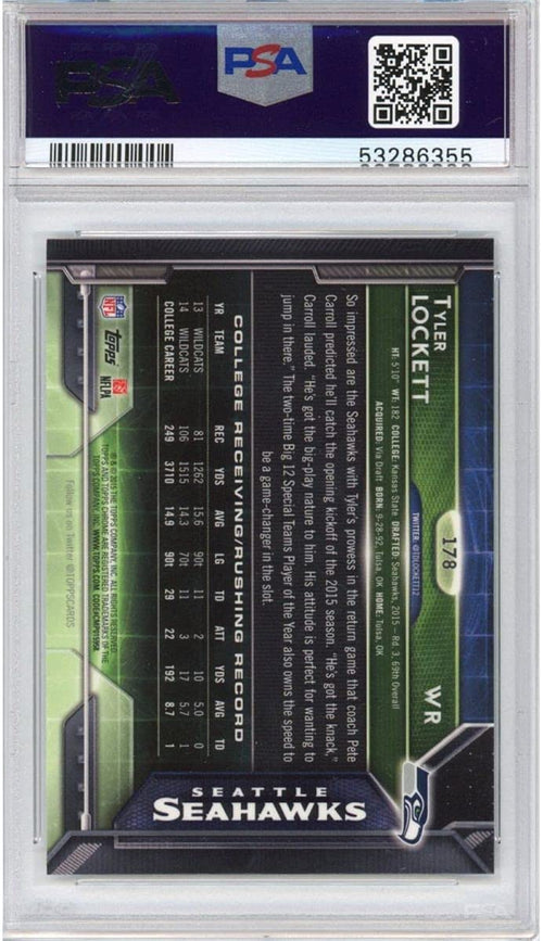 Graded 2015 Topps Chrome Tyler Lockett #178 Ball in Left Arm Rookie RC Football Card PSA 10 Gem Mint