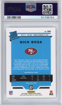 Graded 2019 Panini Donruss Optic Nick Bosa #168 Rookie RC Football Card PSA 10 Gem Mint