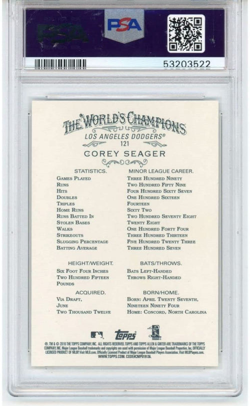 Graded 2016 Topps Allen & Ginter Corey Seager #121 Rookie RC Baseball Card PSA 10 Gem Mint