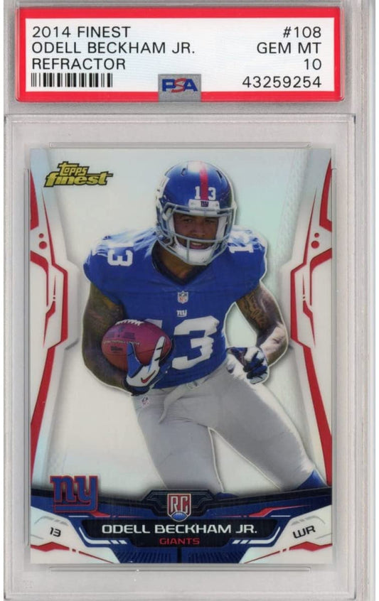 Graded 2014 Topps Finest Odell Beckham Jr. #108 Refractor Rookie RC Football Card PSA 10 Gem Mint