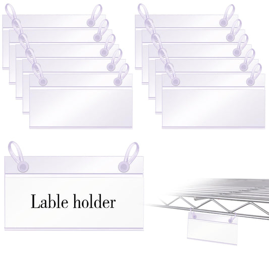 Snap-On Label Holders for Wire Baskets, 1.4 Inch Height, Clear (40 Count)