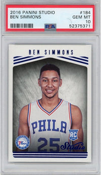 Graded 2016-17 Panini Studio Ben Simmons #184 Rookie RC Basketball Card PSA 10 Gem Mint