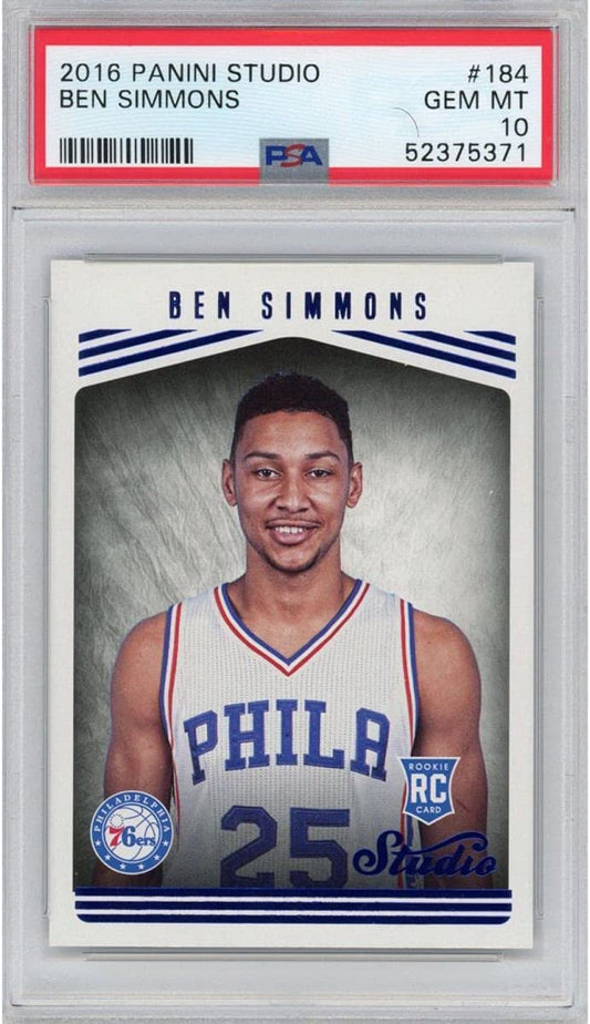 Graded 2016-17 Panini Studio Ben Simmons #184 Rookie RC Basketball Card PSA 10 Gem Mint