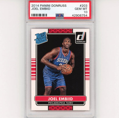 Graded 2014-15 Panini Donruss Joel Embiid #203 Rookie RC Basketball Card PSA 10 Gem Mint