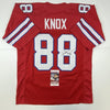 Autographed/Signed Dawson Knox Buffalo Red Football Jersey JSA COA