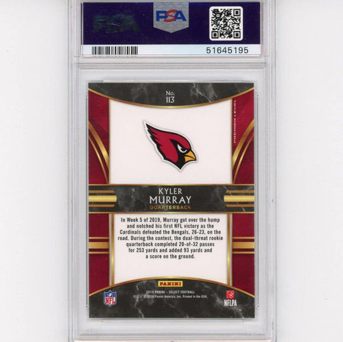 Graded 2019 Panini Select Kyler Murray #113 Rookie RC Football Card PSA 9 Mint