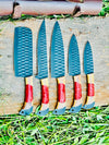 Best Japanese Kitchen Knife Set – 13" Forged Stainless Steel Chef Knife with Olivewood & Resin Handle + Leather Sheath