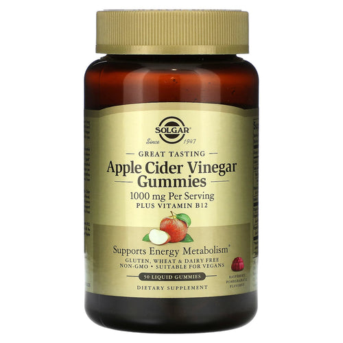 Solgar Apple Cider Vinegar 1000 Mg Plus B12, 50 Liquid Gummies