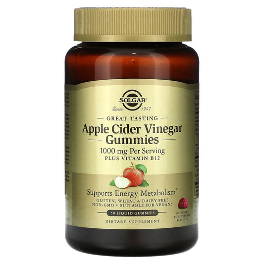 Solgar Apple Cider Vinegar 1000 Mg Plus B12, 50 Liquid Gummies