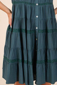 Mittoshop Lace Detail Ruffled Button Down Tiered Dress
