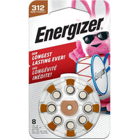Energizer Hearing Aid Batteries Size 312, Brown Tab, 8 Pack EasyOptionXY LLC