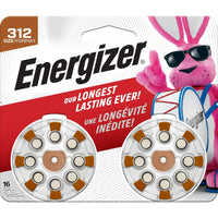 Energizer Hearing Aid Batteries Size 312, Brown Tab, 16 Pack EasyOptionXY LLC