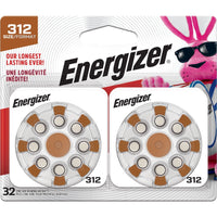 Energizer Hearing Aid Batteries, Battery Size 312, Brown Tab, 32 Pack EasyOptionXY LLC