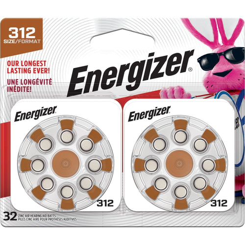 Energizer Hearing Aid Batteries, Battery Size 312, Brown Tab, 32 Pack EasyOptionXY LLC