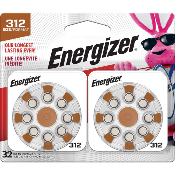 Energizer Hearing Aid Batteries, Battery Size 312, Brown Tab, 32 Pack EasyOptionXY LLC