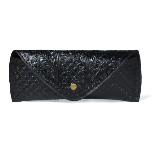 Black Textured Leather Sunglasses Cover