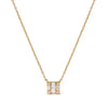 10K Yellow Gold 1/10 Cttw Round and Baguette Diamond Mosaic Composite Square 18" Inch Pendant Necklace (H-I Color, I1-I2 Clarity)
