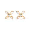 10K Yellow Gold 1/10 Cttw Round and Baguette Diamond Criss Cross X Stud Earring (H-I Color, I1-I2 Clarity)